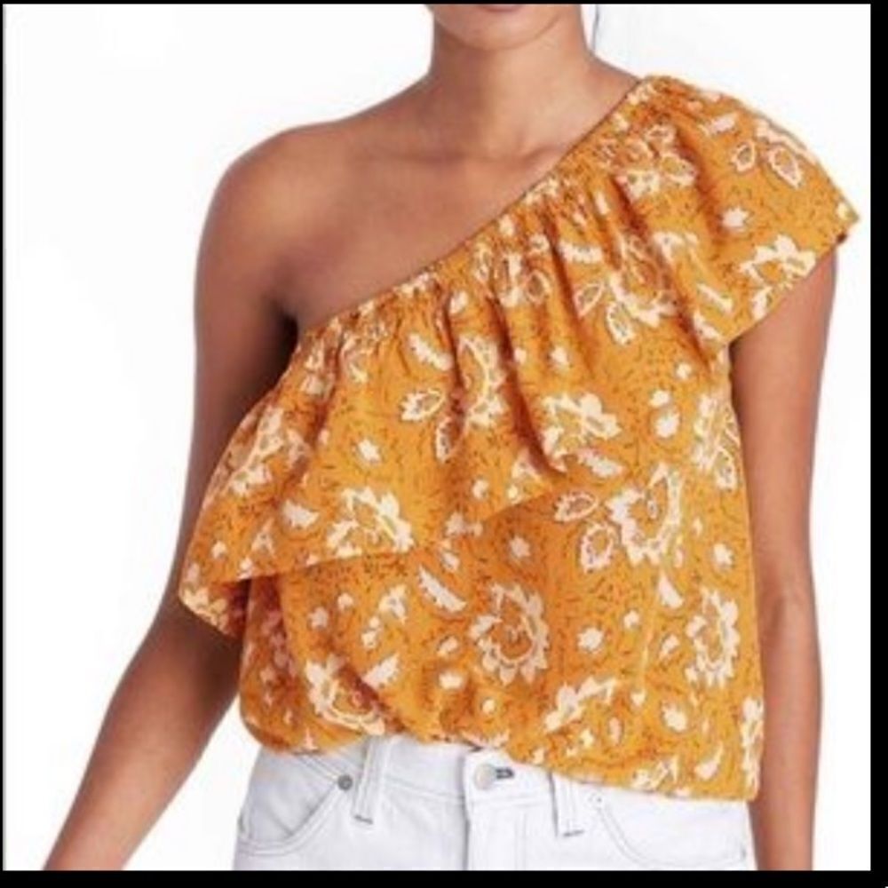Madewell 100% silk off the shoulder floral shirt